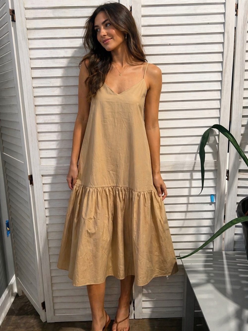 Moodie Midi Dress with Spaghetti Straps